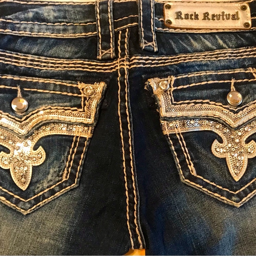Rock Revival KAI Silver Bling Pocket Bootcut Jeans - Size 25S